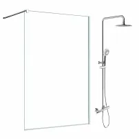 Комплект душ кабина SanSwiss Easy Walk-In хром 80x200 см и душ колона Omnires Y хром