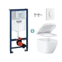 Комплект казанче Grohe Rapid SL с бяла клапа Skate Air и тоалетна чиния Grohe Euro Ceramic Triple Vortex с плавно затваряне