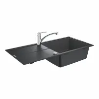 Комплект мивка Grohe K400 60 см от черен композитен материал и смесител Via