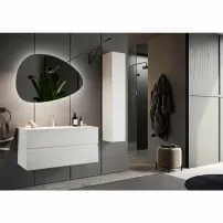 Комплект от бял долен шкаф и стенен умивалник LC Mobili Italia Start 101x53x47 см