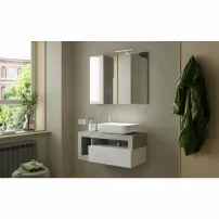 Комплект от бял/сив долен шкаф и стенен умивалник LC Mobili Italia Хамбург 92x47x49 см