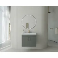 Комплект стенен шкаф Drop Lines Venus с 2 антрацитни врати и бяла мивка 60 см