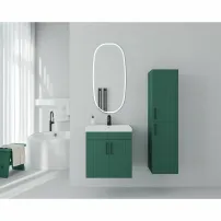 Комплект стенен шкаф Drop Lines Venus с 2 зелени врати и бяла мивка 50 см