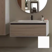 Комплект стенен шкаф KolpaSan Pandora от бял MDF и композитна мивка 110 см