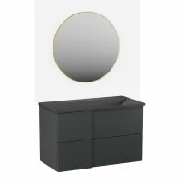 Комплект стенен шкаф Krofam Edge 90 см черен, мивка и огледало Krofam Edge 90 см черен