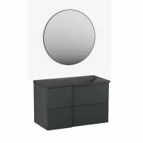 Комплект стенен шкаф Krofam Edge 90 см черен, вградена мивка и огледало Krofam Edge 90 см черна