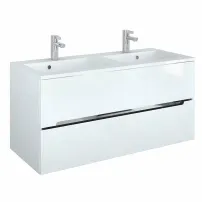 Комплект стенен шкаф Oristo Silver бял MDF и мивка от композитен материал 120 см