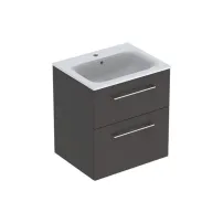 Комплект стенен шкаф с 2 чекмеджета и мивка Geberit Selnova lava, тъмносив, 60 см