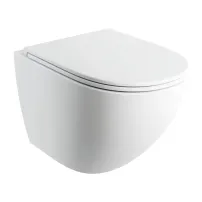 Комплект стенна тоалетна чиния Omnires Ottawa Comfort Rimless Silent Power, матово бяла, с капак с плавно затваряне