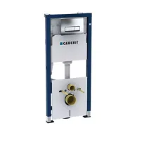 Комплект вграждаща тоалетна цистерна с фиксираща рамка Geberit Duofix Delta Up100 и правоъгълен бутон, хром