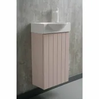 Комплект висящи шкафове Krofam e-DIA 40 см кашмирено розов и композитна мивка