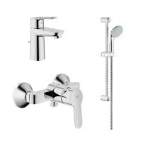 Комплект за душ Grohe BauEdge хромиран смесител за мивка и душ лост