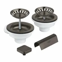 Комплект за двойна мивка Grohe с декорация с бутони, матов графит 40999AL0