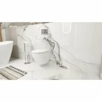 Комплект за окачване на тоалетна чиния Rune Geri Rimless бял с тънък капак с плавно затваряне