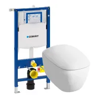 Комплект за скрито казанче Geberit Duofix с окачена тоалетна чиния Geberit Citterio Rimfree и тоалетна седалка Geberit Citterio