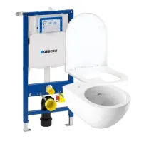 Комплект за скрито казанче Geberit Duofix Sigma с окачена тоалетна чиния Geberit Acanto и тоалетна седалка Geberit Acanto