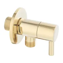 Кръгъл ъглов кран Ferro 1/2”x1/2” с лъскаво златно покритие