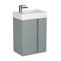 Krofam Uniq комплект стенен шкаф в светлосив цвят, Krofam Uniq 49 см, вградена мивка с отвор за смесител Krofam Uniq 50 см