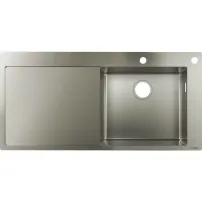 Кухненска мивка Hansgrohe S71 от неръждаема стомана 104.5x51 см с десен отцедник и отвор за бутон