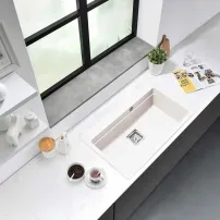 Кухненска мивка Inter Ceramic, композит, бял гранит, 78x48 см