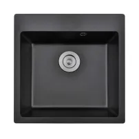 Кухненска мивка Inter Ceramic, композит, черен гранит, 50x50 см