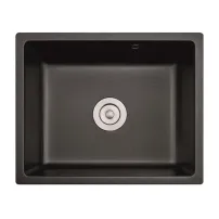 Кухненска мивка Inter Ceramic, композит, черен гранит, 55x45 см, без отцедник