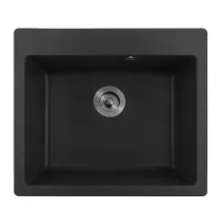 Кухненска мивка Inter Ceramic, композит, черен гранит, 57x50 см