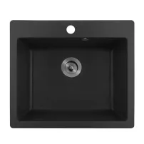 Кухненска мивка Inter Ceramic, композит, черен гранит, 57x50 см, с отвор за смесител