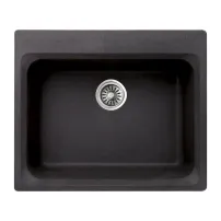 Кухненска мивка Inter Ceramic, композит, черен гранит, 62x52 см, без отцедник