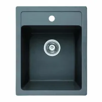 Кухненска мивка Inter Ceramic, композит, сив гранит, 40x50 см, с отвор за смесител