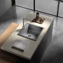 Кухненска мивка Inter Ceramic, композит, сив гранит, 50x50 см, с отвор за смесител