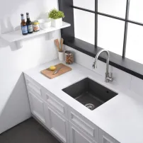 Кухненска мивка Inter Ceramic, композит, сив гранит, 55x45 см, без отцедник