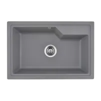 Кухненска мивка Inter Ceramic, композит, сив гранит, 68x45 см, без отцедник