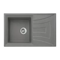 Кухненска мивка Inter Ceramic, композит, сив гранит, 78x50 см, с отцедник