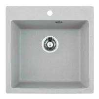 Кухненска мивка Inter Ceramic, композит, сиво-пясъчен гранит, 50x50 см, с отвор за смесител