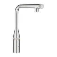 Кухненски смесител Grohe Essence SmartControl с издърпващ се душ, черен хром, Supersteel