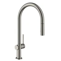 Кухненски смесител Hansgrohe Talis M54 210 с издърпващ се душ, четкано сиво, с 2 струи 72800340