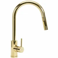 Кухненски смесител Rea Fresh gold с издърпващ се душ