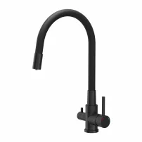 Кухненски смесител с гъвкав чучур Quadron Pop Agnes, въглеродно черно покритие