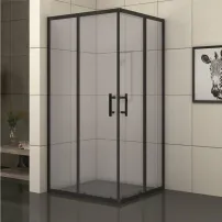 Квадратна душ кабина Inter Ceramic с плъзгащи се врати 80x80 см матово черно - опушено