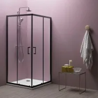 Квадратна душ кабина с плъзгащи се врати Kolpasan Eco Quat 90x90 черна