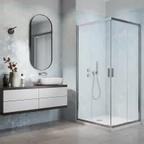Квадратна душ кабина с плъзгащи се врати Radaway Alienta 80x80 см хром-прозрачна