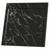 Квадратно композитно душ корито Inter Ceramic 80x80 см, матово черно мраморно покритие