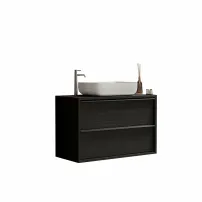 LC Mobili Italia Комплект от стоманен черен долен шкаф и стенен умивалник 92x64x43 см