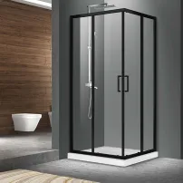 Mediterraneo Hector N квадратна душ кабина с плъзгащи се врати 80x80 см черна