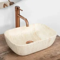 Мивка за плот Rea Belinda Mini Travertine правоъгълна 36 см матово бежова