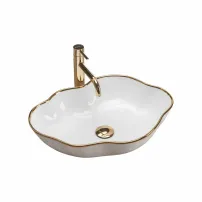 Мивка за плот Rea Pearl Gold Edge бяла/златна 51.5 см