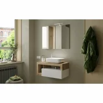 Огледален гардероб бял/кафяв LC Mobili Italia Хамбург 92x75 см