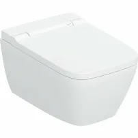 Окачена тоалетна чиния с капак с плавно затваряне и функция биде Geberit AquaClean Sela Square бяла