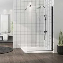 Параван за душ кабина Mediterraneo Foxy Black 80x200 см матово черно, лесно почистващ се профил